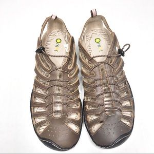 Jambu Barefeet Leather Sport Sandal Brown Pink